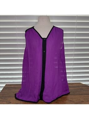 Worthington Woman Purple Sleeveless Button-Up Blouse Size 2X